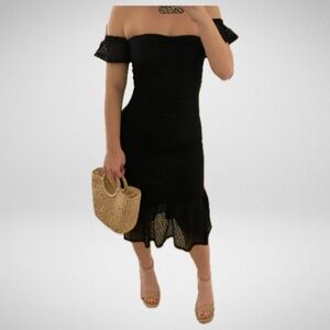 NIGHTCAP black dot lace flutter sleeve midi dress- XS | Never worn